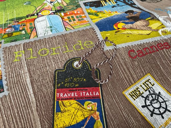 Vintage Travel Postcard Magazine Print Fabric – Dolce Vita Retro Global Travel Motifs Pin Up Girl - Crafts & Home Décor – Key West, Italy, Portofino, California - 280cm extra wide - Image 3