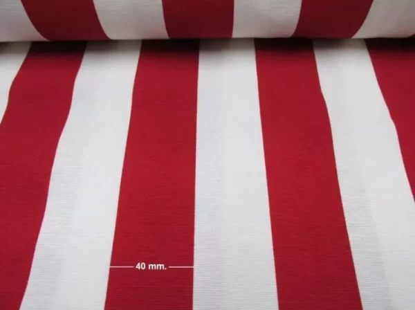 RED White Striped Fabric - Sofia Stripes Curtain Upholstery Material - 280cm wide - Image 2