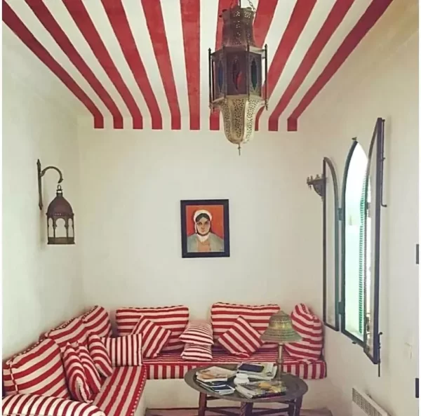 RED White Striped Fabric - Sofia Stripes Curtain Upholstery Material - 280cm wide - Image 4