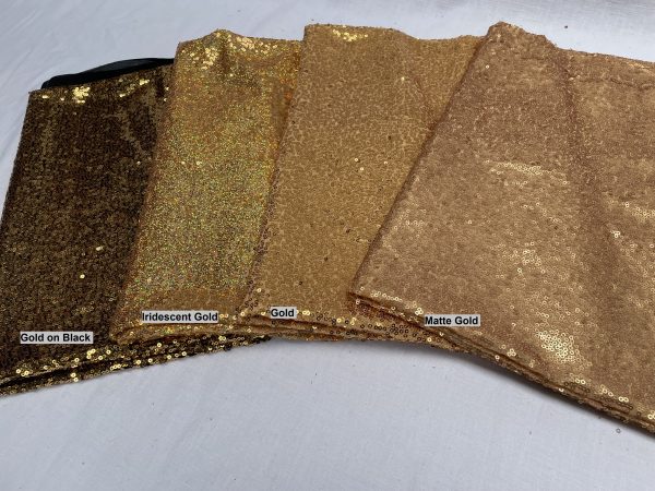 3mm Mini Sequins Fabric Material - 1 way stretch - 130cm or 51" wide - Sparkling Hologram Paillettes - Iridescent Gold - Image 4
