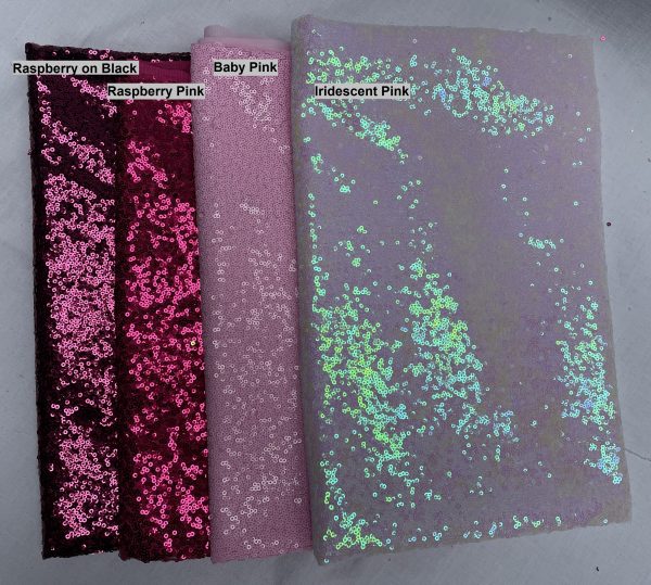3mm Mini Sequins Fabric Material - 1 way stretch - 120cm or 47" wide - Sparkling Paillettes - Matte Baby Pink - Image 3