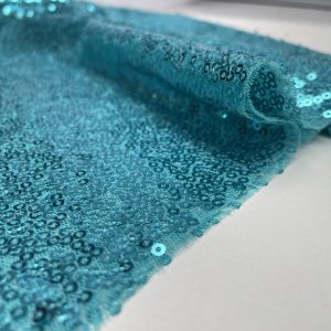 3mm Mini Sequins Fabric Material - 1 way stretch - 130cm or 51" wide - Sparkling Paillettes - Aqua
