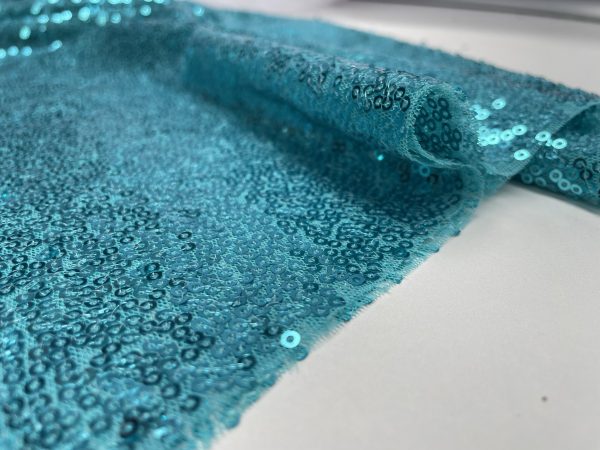 3mm Mini Sequins Fabric Material - 1 way stretch - 130cm or 51" wide - Sparkling Paillettes - Aqua