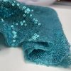 3mm Mini Sequins Fabric Material - 1 way stretch - 130cm or 51" wide - Sparkling Paillettes - Aqua - Image 4