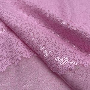 3mm Mini Sequins Fabric Material - 1 way stretch - 120cm or 47" wide - Sparkling Paillettes - Matte Baby Pink
