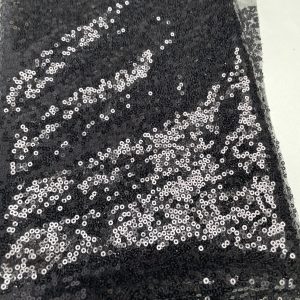 3mm Mini Sequins Fabric Material - 1 way stretch - 130cm or 51" wide - Sparkling Paillettes - Black