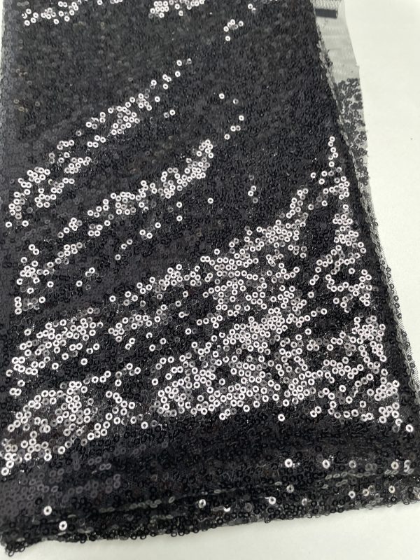 3mm Mini Sequins Fabric Material - 1 way stretch - 130cm or 51" wide - Sparkling Paillettes - Black