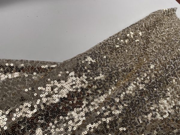 3mm Mini Sequins Fabric Material - 1 way stretch - 130cm or 51" wide - Sparkling Paillettes - Champagne - Image 4