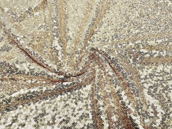3mm Mini Sequins Fabric Material - 1 way stretch - 130cm or 51" wide - Sparkling Paillettes - Champagne