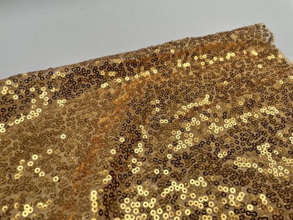 3mm Mini Sequins Fabric Material - 1 way stretch - 130cm or 51" wide - Sparkling Paillettes - Gold