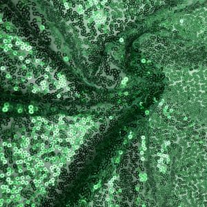3mm Mini Sequins Fabric Material - 1 way stretch - 130cm or 51" wide - Sparkling Paillettes - Green