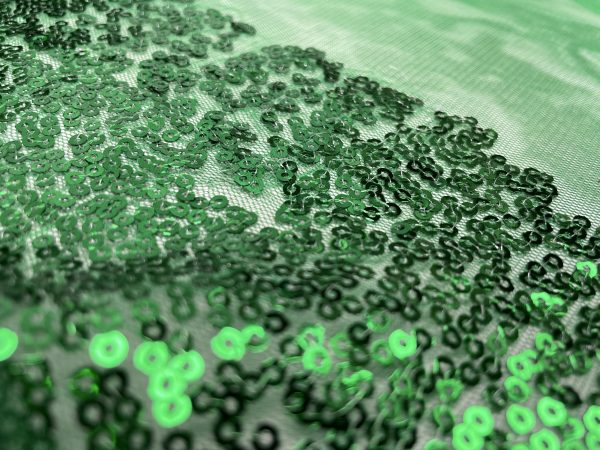 3mm Mini Sequins Fabric Material - 1 way stretch - 130cm or 51" wide - Sparkling Paillettes - Green - Image 6