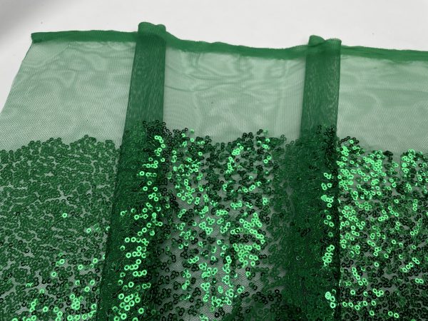 3mm Mini Sequins Fabric Material - 1 way stretch - 130cm or 51" wide - Sparkling Paillettes - Green - Image 4
