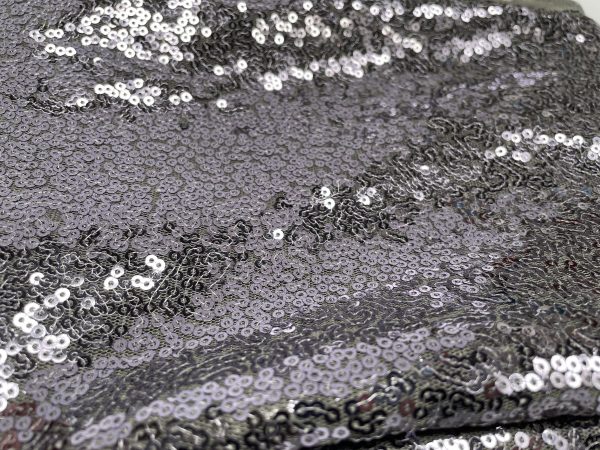 3mm Mini Sequins Fabric Material - 1 way stretch - 130cm or 51" wide - Sparkling Paillettes - Grey