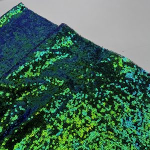 3mm Mini Sequins Fabric Material - 1 way stretch - 120cm or 47" wide - Sparkling Hologram Paillettes - Iridescent Green Purple