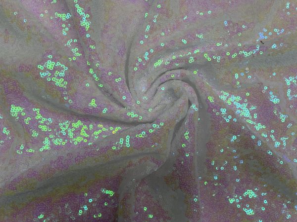 3mm Mini Sequins Fabric Material - 1 way stretch - 120cm or 47" wide - Sparkling Paillettes - Iridescent Pink