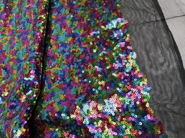3mm Mini Sequins Fabric Stretch Material Sparkling Paillettes - 130cm or 51" wide - Rainbow - Image 6