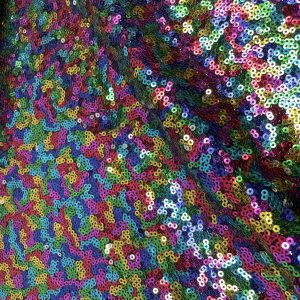 3mm Mini Sequins Fabric Stretch Material Sparkling Paillettes - 130cm or 51" wide - Rainbow