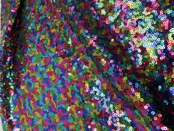 3mm Mini Sequins Fabric Stretch Material Sparkling Paillettes - 130cm or 51" wide - Rainbow