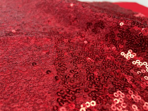 3mm Mini Sequins Fabric Material - 1 way stretch - 130cm or 51" wide - Sparkling Paillettes - Red - Image 4