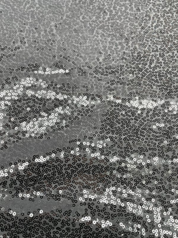 3mm Mini Sequins Fabric Material - 1 way stretch - 130cm or 51" wide - Sparkling Paillettes - Silver