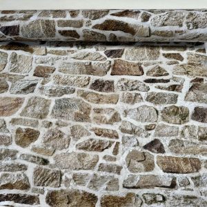 Beige STONE WALL brick wall Curtain Upholstery Cotton Fabric Material - Digital Print Textile - 280cm extra wide