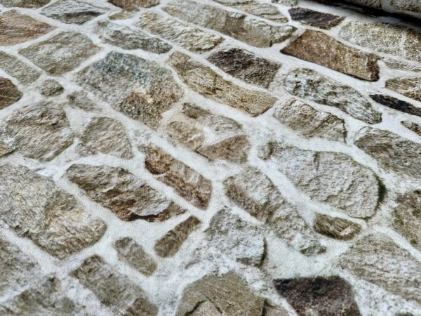 Beige STONE WALL brick wall Curtain Upholstery Cotton Fabric Material - Digital Print Textile - 280cm extra wide - Image 5
