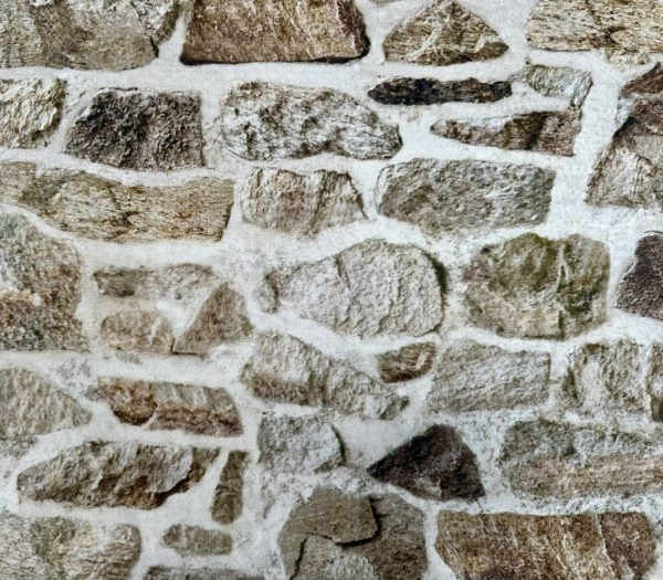 Beige STONE WALL brick wall Curtain Upholstery Cotton Fabric Material - Digital Print Textile - 280cm extra wide - Image 6