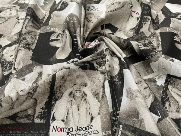 Marilyn Monroe Photo Collage Print Fabric Home Decor Curtain Upholstery Material - 108" or 275cm EXTRA wide Canvas - Image 5