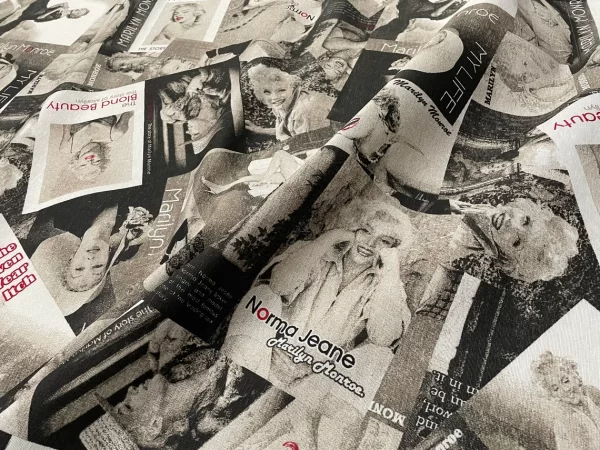Marilyn Monroe Photo Collage Print Fabric Home Decor Curtain Upholstery Material - 108" or 275cm EXTRA wide Canvas - Image 3