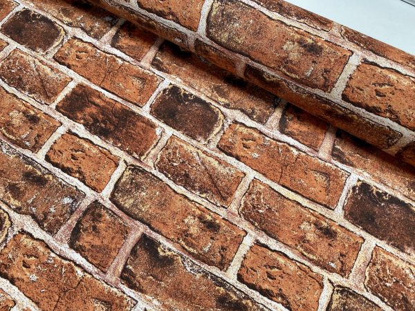 RED BRICK WALL Designer Curtain Upholstery cotton fabric material - 140cm wide - Red Bricks Print Canvas - Image 4