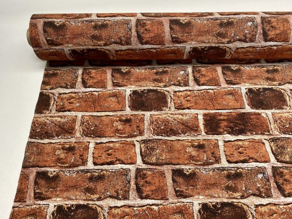 RED BRICK WALL Designer Curtain Upholstery cotton fabric material - 110"/280cm extra wide - Wall of Red Bricks Print Canvas - Image 4
