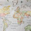BEIGE WORLD MAP 3 Designer Curtain Upholstery cotton fabric material - World Map Print Canvas - 140cm wide - Image 8