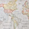 BEIGE WORLD MAP 3 Designer Curtain Upholstery cotton fabric material - World Map Print Canvas - 140cm wide - Image 10