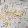 BEIGE WORLD MAP 3 Designer Curtain Upholstery cotton fabric material - World Map Print Canvas - 140cm wide - Image 12