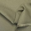 Cotton WAFFLE Pique Honeycombe Fabric Material - Bathrobe, Gown, Towel, Cushion - 59" or 150cm wide - Khaki Green Moss