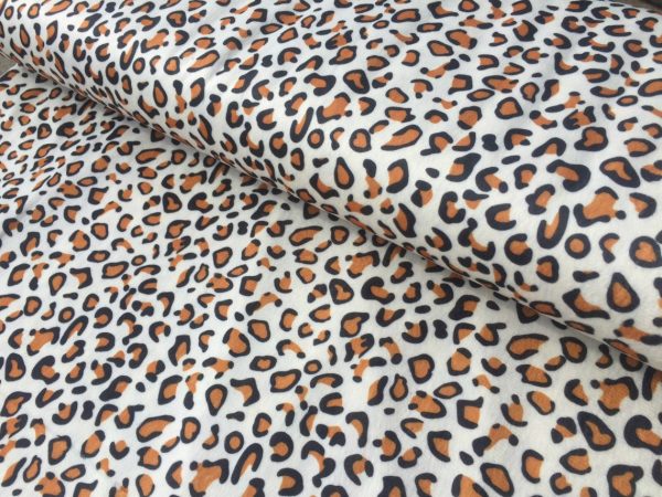 SNOW LEOPARD VELBOA FUR Leopard Animal Print Velour Fabric Material Cuddle Soft - 59'' wide