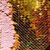 MERMAID Reversible 5mm Sequin Fabric Flip Two Tone Stretch Material - 130cm wide - Baby Pink& Gold sequins