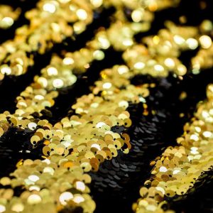 MERMAID Reversible 5mm Sequin Fabric Flip Two Tone Stretch Material - 130cm wide - Black & Gold sequins
