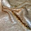 MERMAID Reversible 5mm Sequin Fabric Flip Two Tone Stretch Material - 130cm wide - Ivory & Champagne Gold sequins