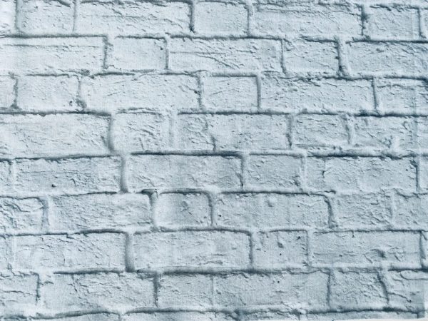 WHITE BRICK WALL Print Cotton Fabric for Curtains Backdrop - bricks stone effect material - 55''/ 140cm wide