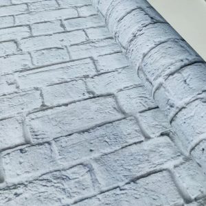 WHITE BRICK WALL Print Cotton Fabric for Curtains Backdrop - bricks stone effect material - 110''/ 280cm EXTRA wide