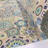 AQUARIUS Flower Mandala Stars Hippy Print Fabric Curtain Upholstery material - 110'' / 280 cm Extra wide - BLUE