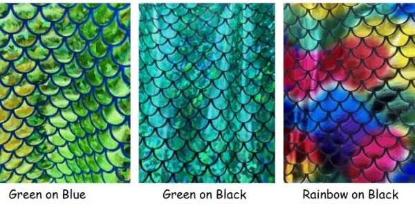 Mermaid Scale Fabric Fish Tale Foil Iridescent Stretch Spandex Material - 150cm wide red, silver, green, blue, gold, black, pink, rainbow - Image 31