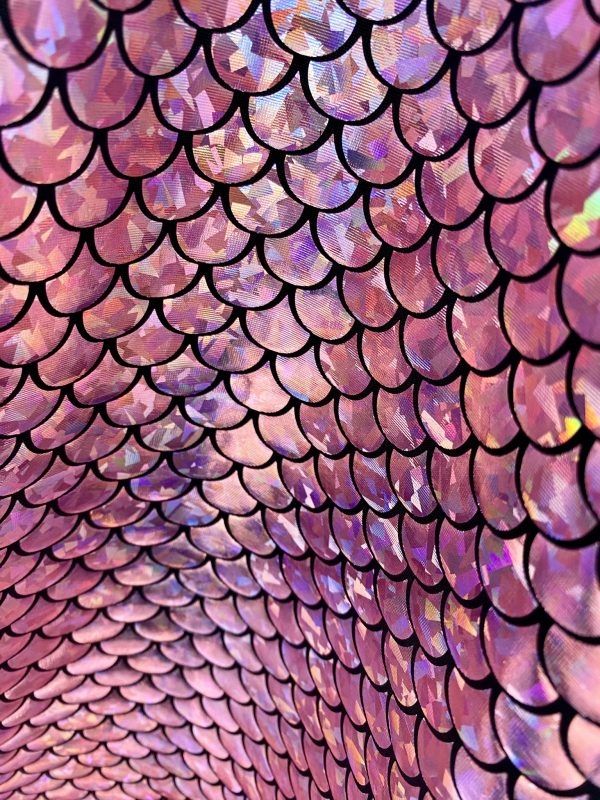 Mermaid Scale Fabric Fish Tale Foil Iridescent Stretch Spandex Material - 150cm wide red, silver, green, blue, gold, black, pink, rainbow - Image 4