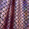 Mermaid Scale Fabric Fish Tale Foil Iridescent Stretch Spandex Material - 150cm wide - Baby Pink on Black - Image 3