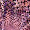 Mermaid Scale Fabric Fish Tale Foil Iridescent Stretch Spandex Material - 150cm wide - Baby Pink on Black