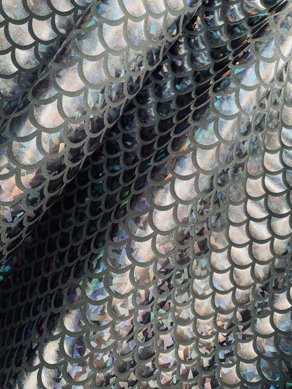 Mermaid Scale Fabric Fish Tale Foil Iridescent Stretch Spandex Material - 150cm wide red, silver, green, blue, gold, black, pink, rainbow - Image 7
