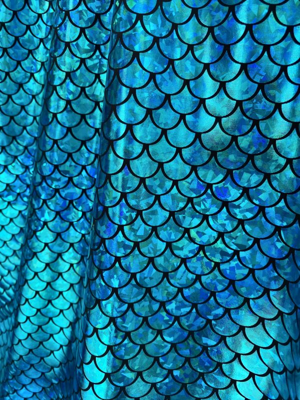 Mermaid Scale Fabric Fish Tale Foil Iridescent Stretch Spandex Material - 150cm wide red, silver, green, blue, gold, black, pink, rainbow - Image 8
