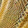 Mermaid Scale Fabric Fish Tale Foil Iridescent Stretch Spandex Material - 150cm wide - Gold on Yellow - Image 3